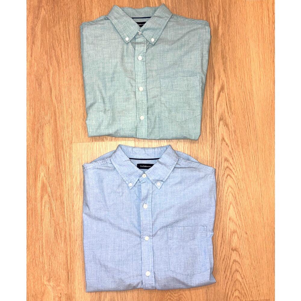 2 Croft & Barrow Mens long sleeve button up shirts blue & green size medium